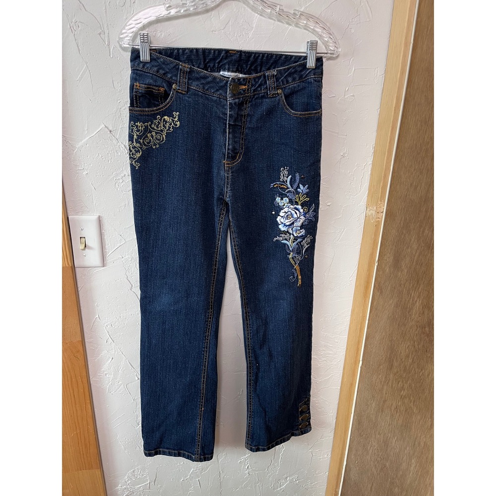 Mary Kate and Ashley Kids Embroidered Blue Denim Jeans Size 16